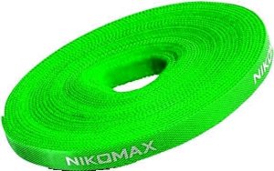 Стяжка-липучка NIKOMAX нарезаемая, в рулоне 5м, ширина 9мм, зеленая
