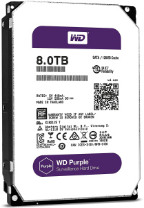 Жёсткий диск 8Тб WD82PURZ, WD Purple (HDD) для видеонаблюдения; SATA-III; 8000 ГБ (8 Тб); 128 МБ; 3.