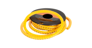 Маркер кабельный, трубчатый, эластичный, под кабели 3,6-7,4мм, буква "A,B,C,D,E,F,G,H,J,K,-", желтый