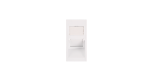 Вставка NIKOMAX, британский формат, 25x50мм, 1 порт, под модули Keystone, со шторкой, наклонная, бел