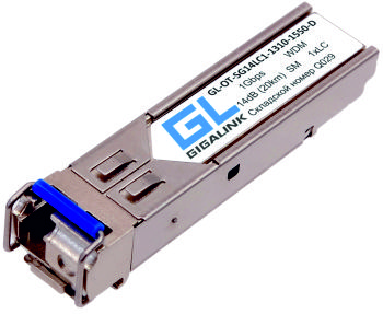 Купить Модуль GIGALINK SFP, 1Гбит/c, два волокна MM, 2xLC, 1310 нм, 12 дБ (до 2 км) (GL-12GT2)