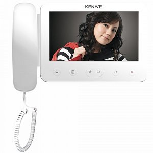 Видеодомофон KW-E705FC (белый), монитор цветного видеодомофона, белый, с трубкой, LCD TFT 7", 16:9, 