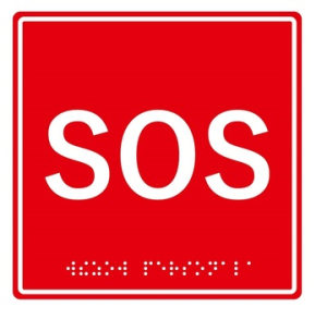 Табличка MP-010R1 тактильная с пиктограммой "SOS (150x150мм) красный фон