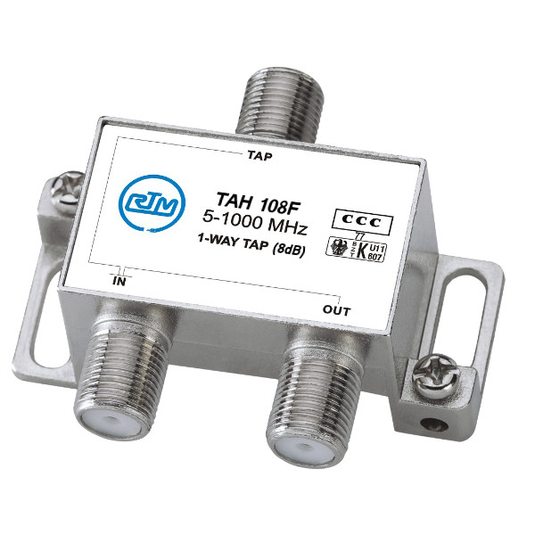 Шаблон ALT 
Купить Ответвитель TAH 108F на 1 отвод на 8 dB, 5-1000MHz, F-разъем. TLC
