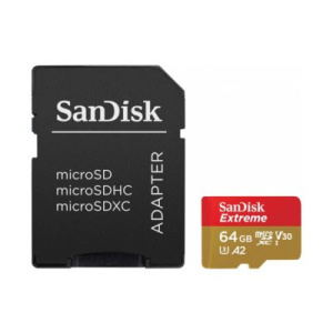 Карта памяти microSDXC 64Gb Sandisk Extreme + SD Adapter + Rescue Pro Deluxe 160MB/s A2 C10 V30 UHS-