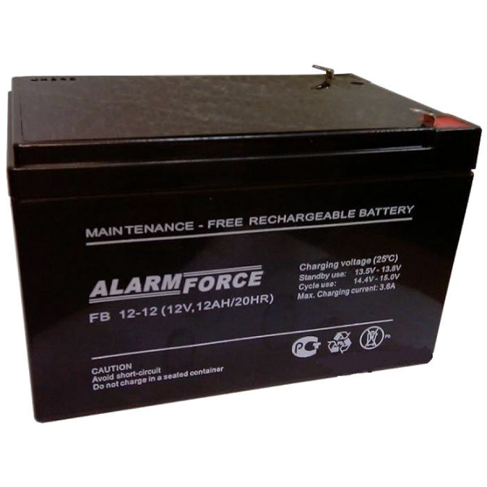 Аккумулятор Alarm Force FB 12V 12A/ч, герметизированный свинцово-кислотный