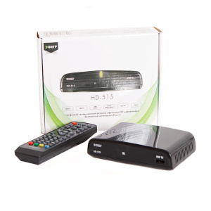 Ресивер ЭФИР HD-515 цифровой, пластик, формат DVB T2, до 1080p, Mstar 7T01, МВ (174-230)MHz, ДМВ (47