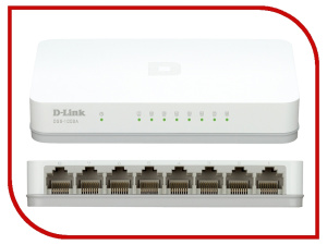 Коммутатор DGS-1008A/D1A. D-Link 8 гигабитных портов 10/100/1000 Base-T, неуправляемый,. D-Link 
