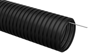 Труба гофрированная ПНД 32 строительная, чёрная (25м.) с зондом 