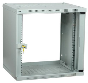 Шкаф сетевой настенный 19", 9U, 600х450мм, стекл. дверь, серый, LINEA WE, ITK