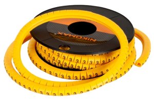 Маркер NIKOMAX кабельный, трубчатый, эластичный, под кабели 3,6-7,4мм, символ "-", желтый, уп-ка 500