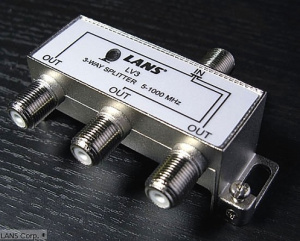 Сплиттер(делитель) LV3 на 3 ТВ Lans, Диапазон 5 - 1000 МГц., ослабление на проход: 5.2 - 5.7 дБ, ра