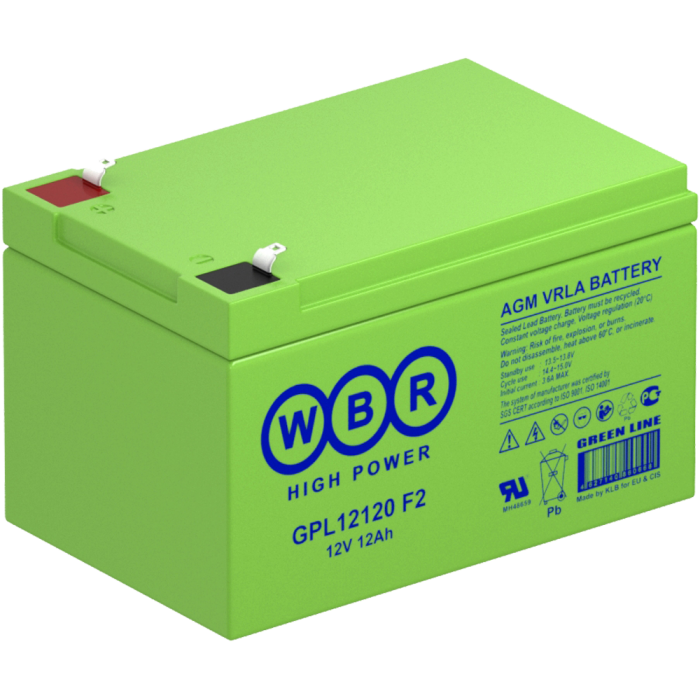 Аккумулятор GPL12120 F2 12V 12А/ч WBR