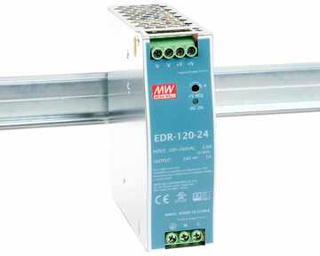 Блок питания EDR-120-24 AC-DC, 120Вт, вход176…264V AC, 47…63Гц /254…370В DC, выход 24В/5A, рег. вых=