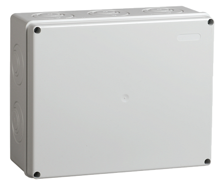 Купить Коробка КМ41272 распаячная для открытой проводки 240х195х90мм IP55 5 вводов серая IEK