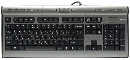 Купить Клавиатура A4Tech KLS-7MUU Grey-Black(USB, раскладка Anti-RSI, тонкая, 17мультимед.+интернет+офис кл