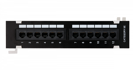 Купить Коммутационная панель 1U, 12 портов, RJ45/8P8C, Кат.5e, настенная T568A/B, неэкранированная, черная.