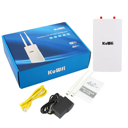 Купить Роутер KuWFi 4G Wireless водонепроницаемый, открытый маршрутизатор 150Мбит/с CAT4 LTE. 12V/1A