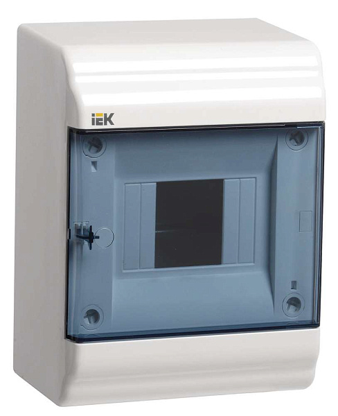 Купить Бокс ЩРН-П-8М навесной, пластик, белый прозрачная дверь IP40 IEK