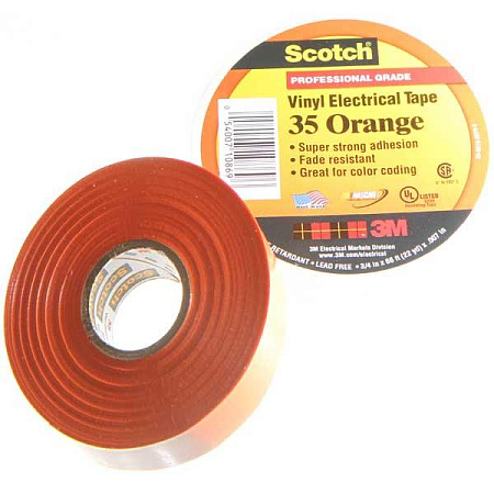Купить Изолента Scotch (№35) Orange ПВХ толщиной 0,178 мм, 19 мм х 20 м 