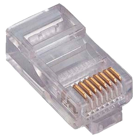 Купить Коннектор RJ45/8P8C под витую пару, Кат.5e (Класс D) 100МГц, покрытие 3мкд, универсальные ножи, для 