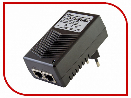 Купить Блок питания ST-4801 PoE-инжектор однопортовый, ток нагрузки рабочий/максимальный: 0,5А, входное нап