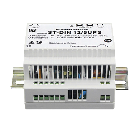 Купить Блок питания ST-DIN 12/5UPS, 5,0А, 11,2…14,2В, стабилизированный источник питания на DIN-рейке с фун