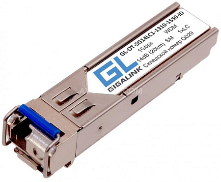 Купить Модуль промышленный GIGALINK SFP, WDM, 1Гбит/c, одно волокно SM, SC, Tx:1490/Rx:1310 нм,DDM, 14 дБ (