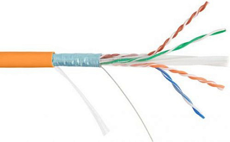 Купить Кабель NKL 4240C-OR NIKOLAN F/UTP 4 пары, Кат.6 (Класс E), тест по ISO/IEC, 250МГц, одножильный, BC 