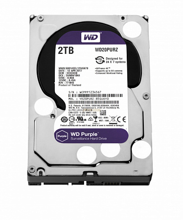 Купить Жёсткий диск 2Тб WD20PURZ- 3.5" SATA 3.0 (6Gbps) (серии WD Purple) для круглосуточной работы в систе