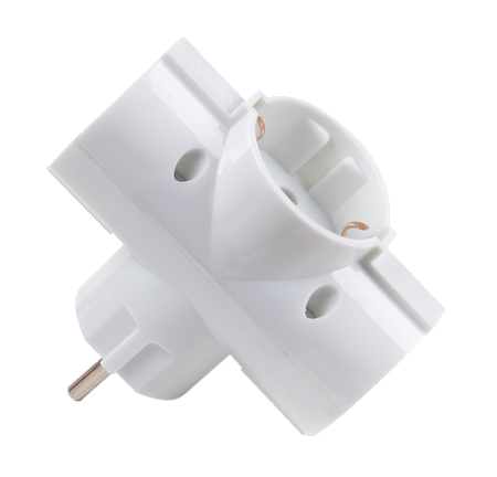 Купить Тройник AD-3G-R, 3 гнезда 16 А/3500 Вт. ЗЕМЛЯ. Jazzway 
