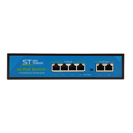Купить Коммутатор ST-S140POE (2М/100W/А) PRO, Switch POE 4-х портовый для обеспечения проводных сетей напр