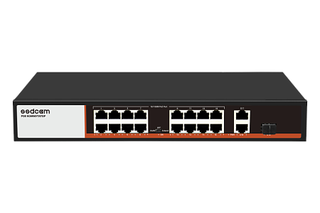 Купить Коммутатор POE-616P 16 портов 10/100 Мбит/сек RJ-45 с поддержкой Auto-MDIX, PОE, + 2 порта 100/1000M