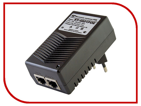 Купить Блок питания ST-4801 PoE-инжектор однопортовый, ток нагрузки рабочий/максимальный: 0,5А, входное нап