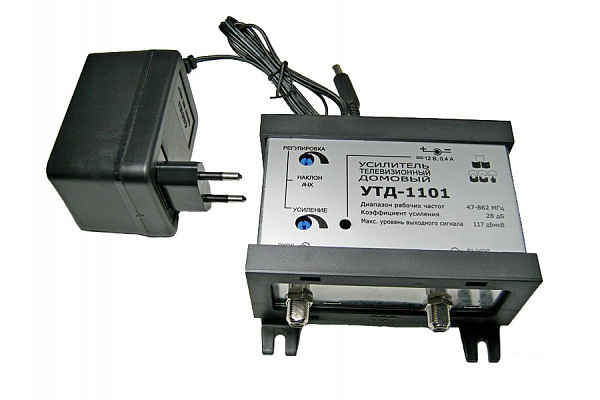Шаблон ALT 
Купить Усилитель УТД-1101 домовой (47-862МГц/28дБ/117дБмкВ)
