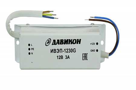 Купить Блок питания ИВЭП-1230G.1 Uвх.=160-242В АС; Uвых.=12B; Iном.=3А; P=36Вт; для скрытой установки; IP6
