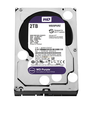 Купить Жёсткий диск 2Тб WD20PURZ- 3.5&quot; SATA 3.0 (6Gbps) (серии WD Purple) для круглосуточной работы в систе