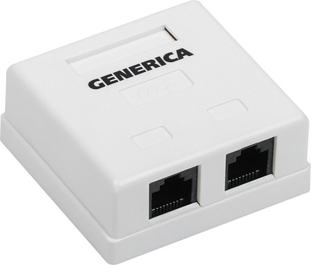 Купить Розетка CS2-1C5EU-22-G информационная настенная RJ45 кат. 5Е UTP 2 порта. GENERICA