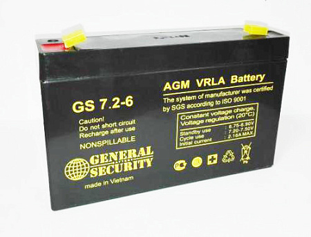 Купить Аккумулятор GSL 6V- 7,2A/ч. General Security