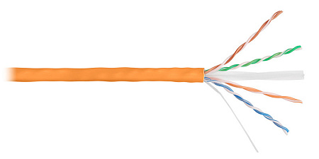 Купить Кабель NKL 9140C-OR NIKOLAN U/UTP 4 пары, Кат.6 (Класс E), тест по ISO/IEC, 250МГц, одножильный, BC 