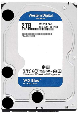 Купить Жесткий диск 2ТБ WD Blue [WD20EZAZ] SATA III, 3.5&quot;, 256 МБ, 5400 об/мин