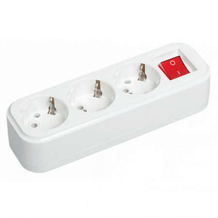 Купить Колодка K03B 3 места 2P+PE 16A CLASSIC IEK с выключателем