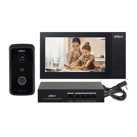 Купить Комплект видеодомофона DHI-KTP02 Комплект DH-VTO2111D-P-S2+DH-VTH2421FB-P
