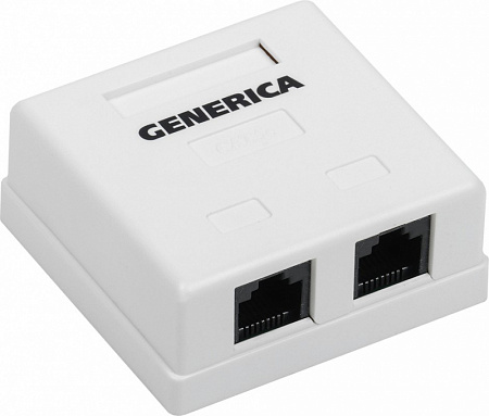 Купить Розетка CS2-1C5EU-22-G информационная настенная RJ45 кат. 5Е UTP 2 порта. GENERICA