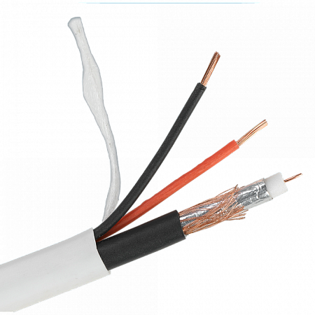 Купить Кабель коаксильный РК 75+2х0,5 (48) PVC ВНУТРЕННИЙ (белый, 200м)