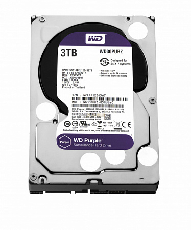 Купить Жёсткий диск 3Тб WD30PURZ- 3.5" SATA 3.0 (6Gbps) (серии WD Purple) для круглосуточной работы в систе
